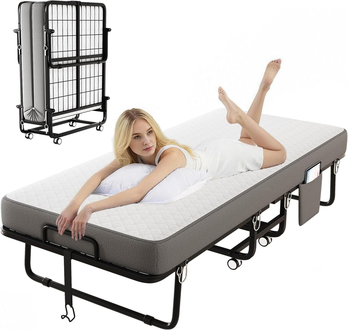 folding bed with mattress for adults, single size, main product view