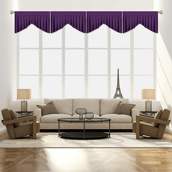 Valances for Windows Dark Purple Window Valance for Living Room Rod Pocket by OYRING
