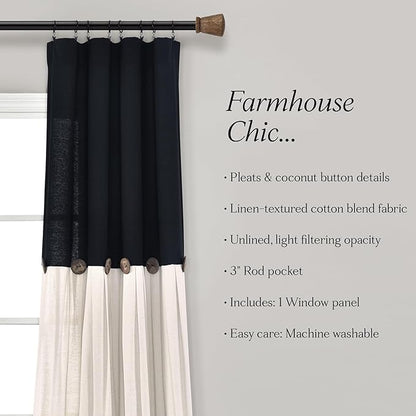 Lush Decor Linen Button Window Curtain Panel, Bedroom & Dining Room - Image 6