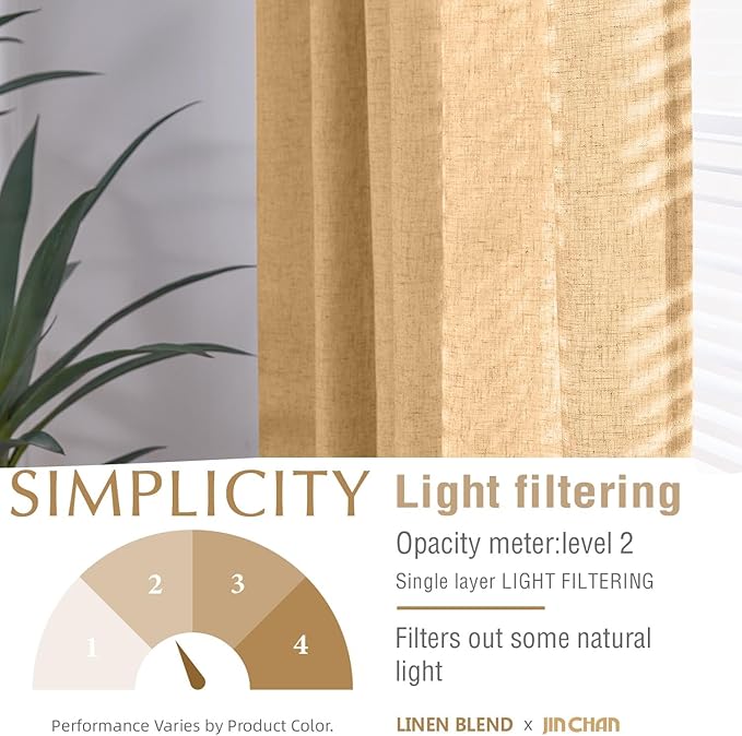 jinchan Linen Blend Curtains 84 inch Length 2 Panels - Image 5