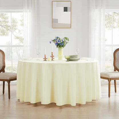 Round Tablecloth 132 Inch 8 Pack Ivory Tablecloths Washable Decorative Linen - Image 3