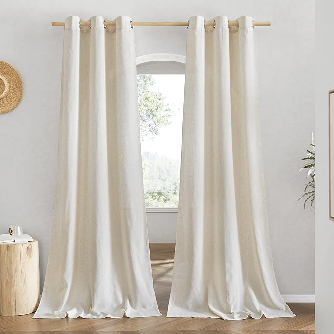 NICETOWN Boho-Chic Linen Curtains 84 inch Long 2 Panels Set, Grommet Thick by NICETOWN