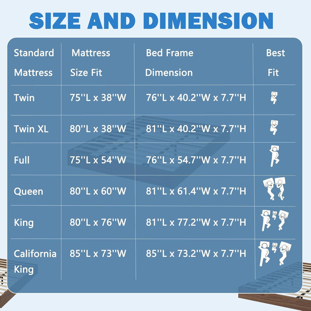 GarveeHome Wood Platform Bed Frame, Twin XL Bed Frame Without Headboard