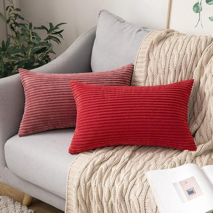 MIULEE Winter Pack of 2 Corduroy Pillow Covers 12 x 20 Inch Lumbar Christmas - Image 4