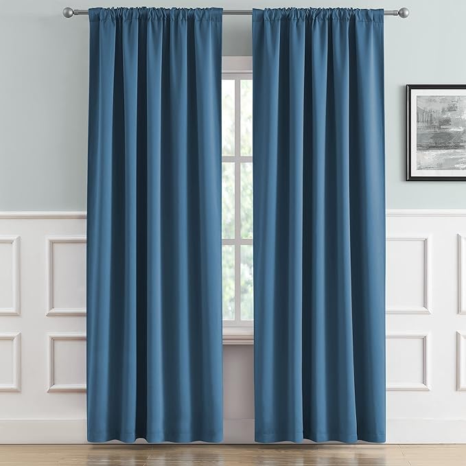 DUALIFE Denim Blue Blackout Curtain Panels 84 Inch Length 2 Panels Set - Image 2