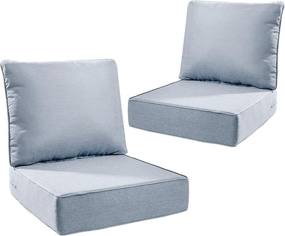 6" Thick Outdoor Cushions 24x24x6, 2-Set Deep Seat Patio Cushions by Pugire