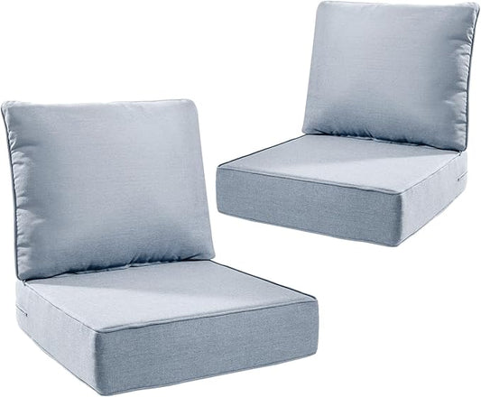 6" Thick Outdoor Cushions 24x24x6, 2-Set Deep Seat Patio Cushions by Pugire
