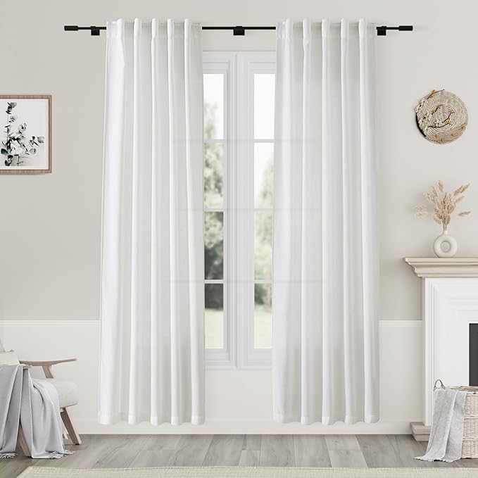 Off White Linen Curtains 80 inches Long by Nanspring