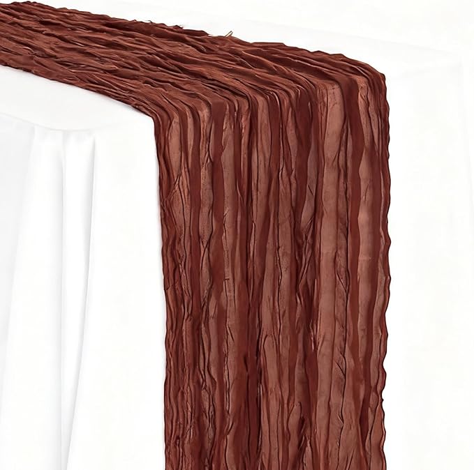 BALCONY & FALCON Terracotta Cheesecloth Table Runner 10FT 120 Inch Rustic & - Image 5