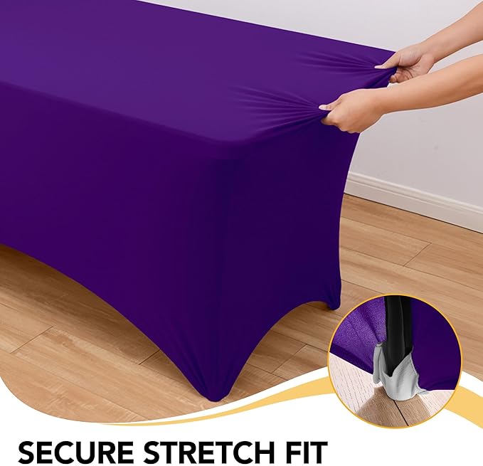 8-Pack Premium Purple Spandex Tablecloths - Image 3