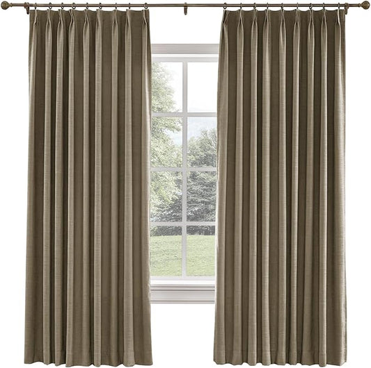 TWOPAGES 72 W x 96 L inch Pinch Pleat Drape Faux Linen Curtain by TWOPAGES