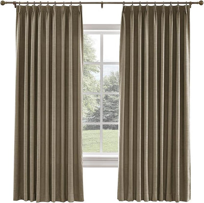 TWOPAGES 100 W x 96 L inch Pinch Pleated Curtain Room Darkening Linen Drapery by TWOPAGES