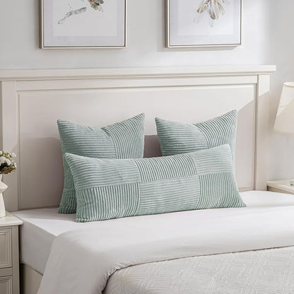 Fancy Homi Set of 2 Grey Blue Boho Long Lumbar Body Decorative Throw Pillow - Image 2