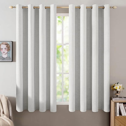 MIULEE Linen Textured Curtains for Bedroom Solid 100% Blackout Thermal by MIULEE