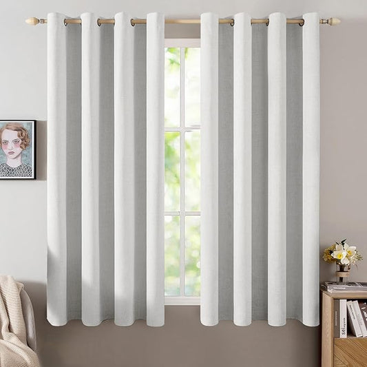 MIULEE Linen Textured Curtains for Bedroom Solid 100% Blackout Thermal by MIULEE