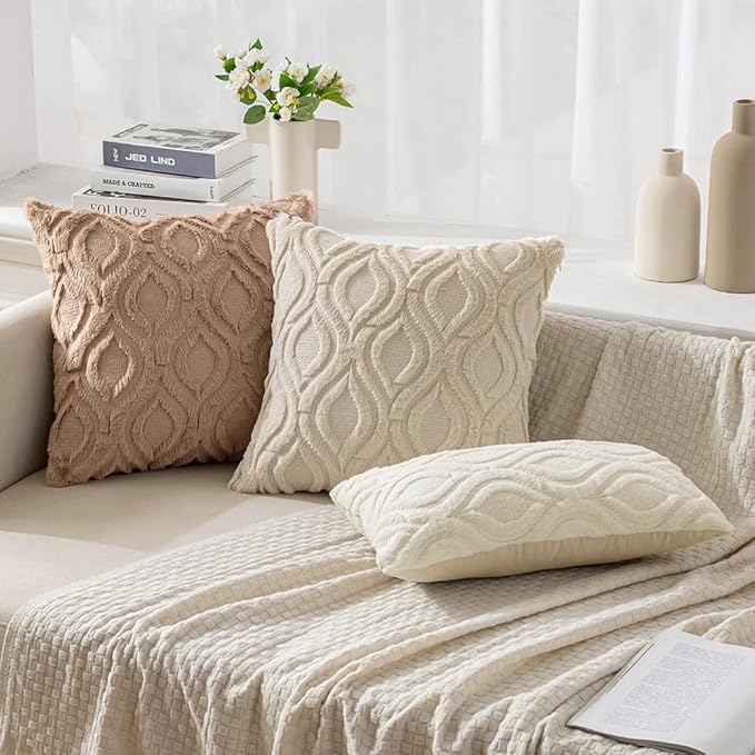MIULEE Light Brown Throw Pillow Covers 12x20 Inch, Soft Winter Plush Faux Wool - Image 5