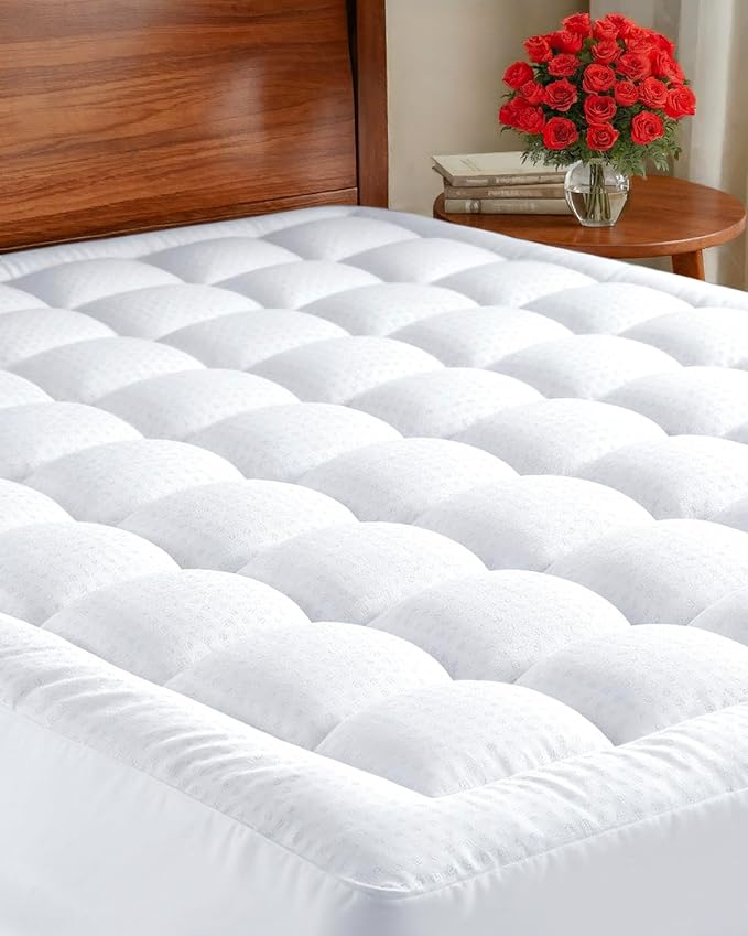 Mattress Pad Twin XL Size – Quilted Fitted Mattress Protector – Cotton Pillow by CGKUnlimited