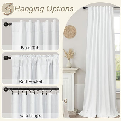 Black Out Curtains 63 Inch Long Small White Blackout Energy Saving Dining Room - Image 6