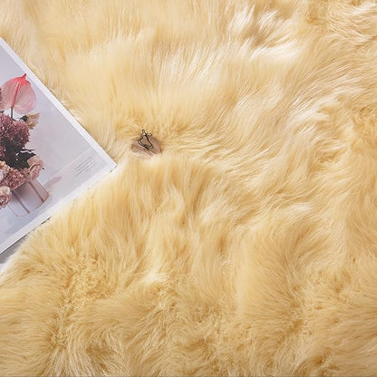 Latepis Yellow Runner 2x6 Fluffy Rug Faux Sheepskin Fur Rug - Image 6