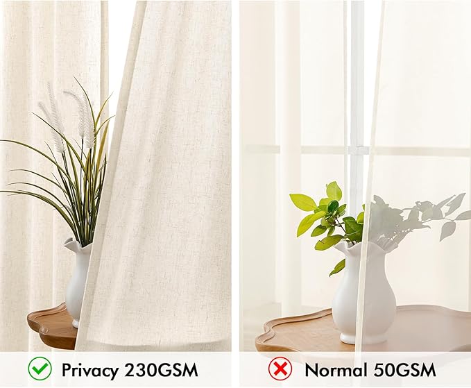MIULEE Non-See-Through Privacy Linen Curtains 2 Panels, Light Filtering Window - Image 4