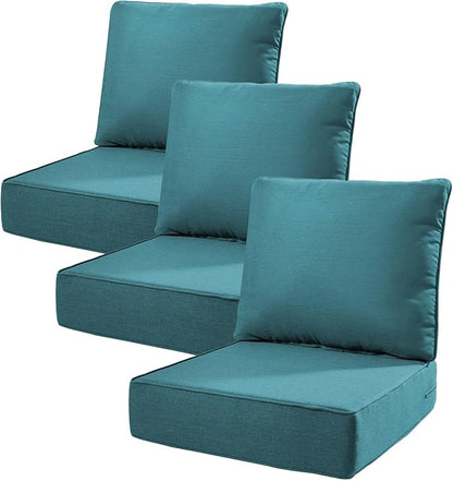 6" Thick Outdoor Cushions 22x24x6, 3-Set Deep Seat Patio Cushions by Pugire