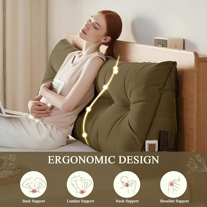 Headboard Pillow Queen, Large Triangular Wedge Headboard Pillow - Image 2