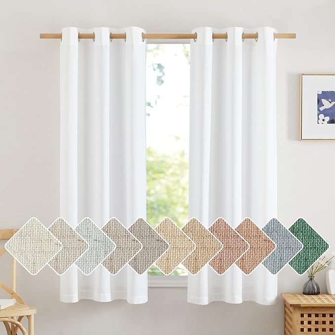NICETOWN Thick White Linen Bedroom Curtains by NICETOWN