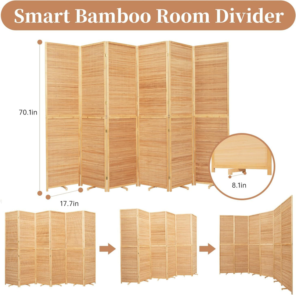 Room Divider Folding Privacy Screens,Hand-Made Natural Bamboo Room Dividers