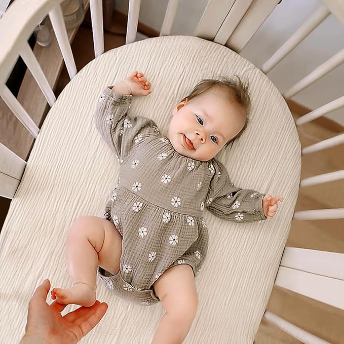 lulumoon Baby Muslin Bassinet Sheets: Cotton Bassinet Sheets Neutral - Image 6