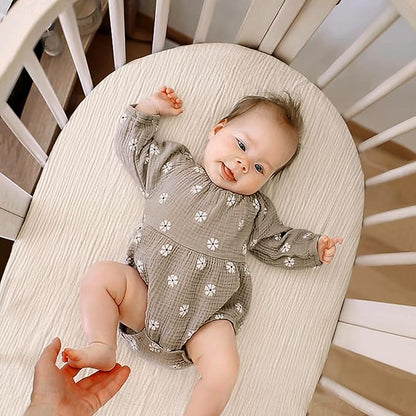 lulumoon Baby Muslin Bassinet Sheets: Cotton Bassinet Sheets Neutral - Image 6