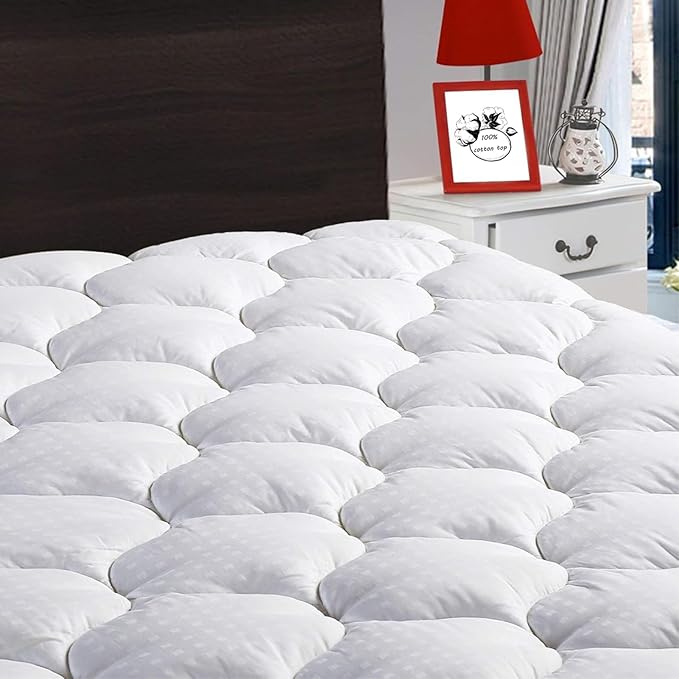 LEISURE TOWN King Mattress Pad Fitted Quilted Cotton Mattress Cover Cooling by LEISURETOWN