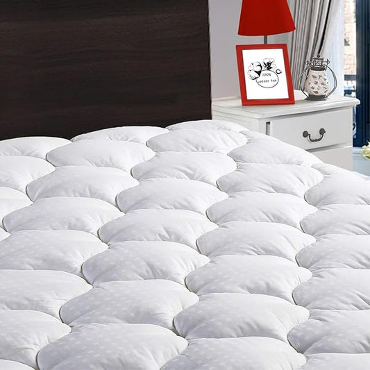 LEISURE TOWN King Mattress Pad Fitted Quilted Cotton Mattress Cover Cooling by LEISURETOWN