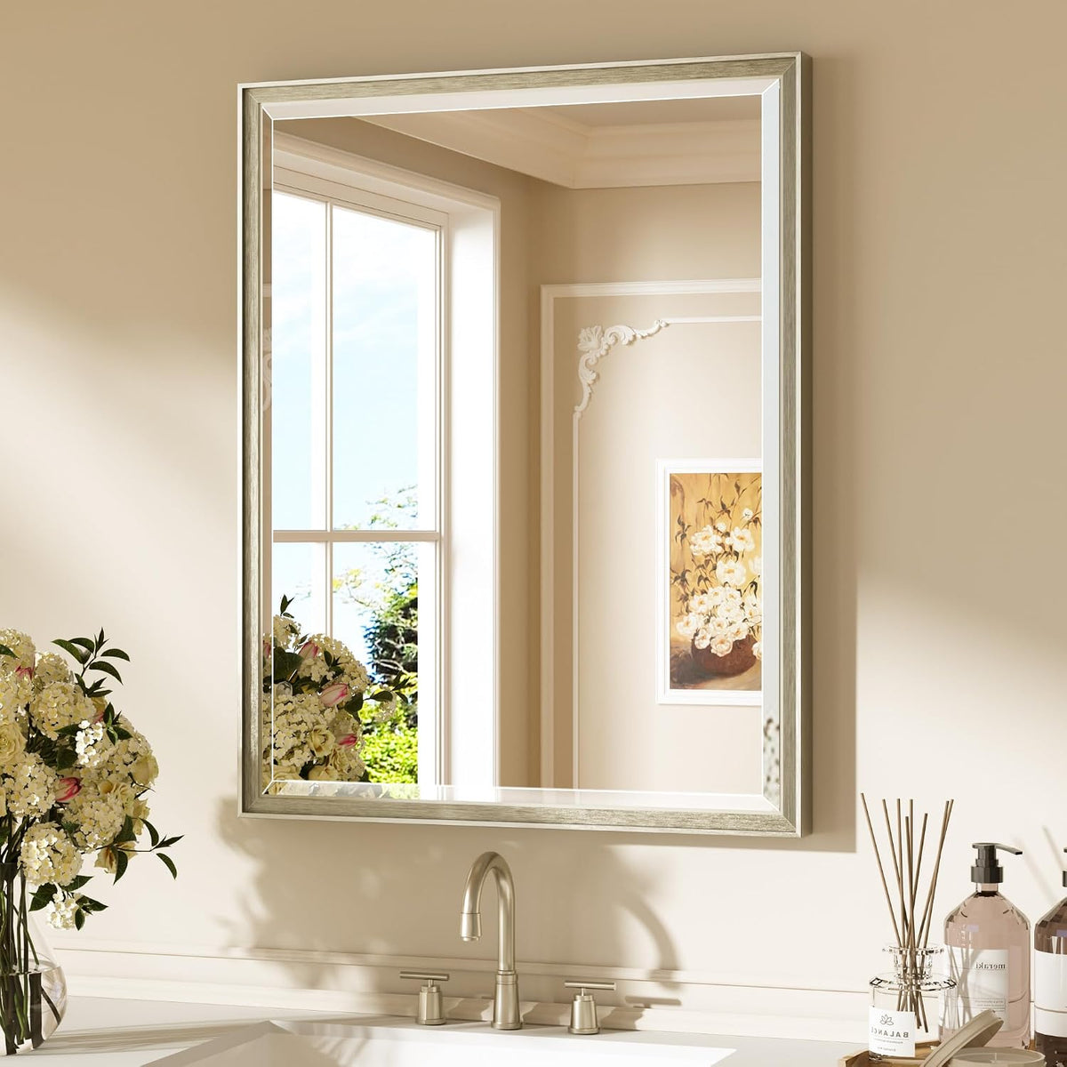 keonjinn brushed nickel bathroom mirrors for over sink, main product view