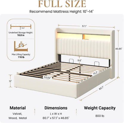 sha cerlin full size led lift up storage shown in use