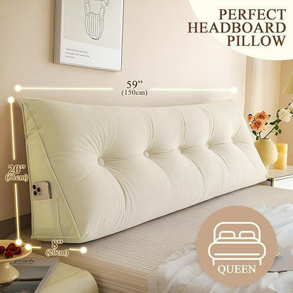Headboard Pillow Queen, Large Triangular Wedge Headboard Pillow - Image 3
