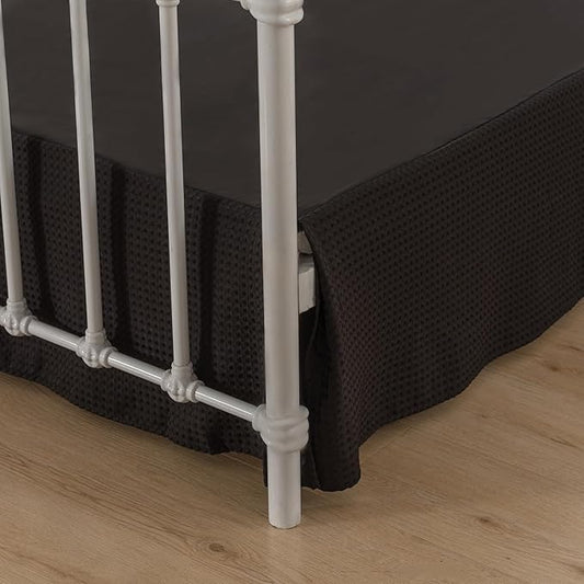 Queen Bed Skirt, Pleated Waffle Weave Bed Skirt by xuandian