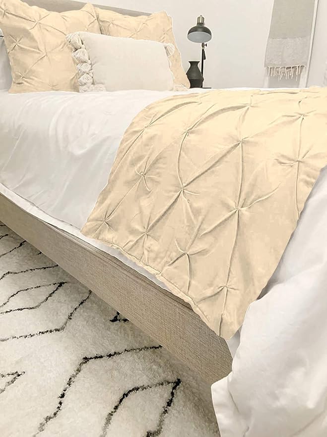 Bed Runner Set - 100% Pure Cotton 800 Thread Count - Luxury 1 Pinch Pleated Bed - Image 3