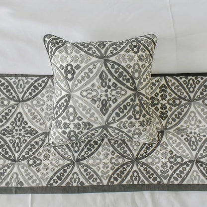 The HomeCentric King/Queen/Twin Gray Designer Queen 74"x18" Bed Runner Without - Image 2