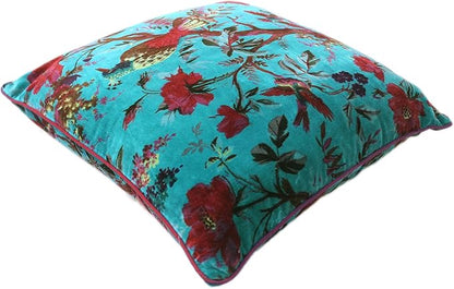 Eyes of India Velvet Floral Flower Bird Throw Pillow Sofa Cushion Cover Case - Image 5