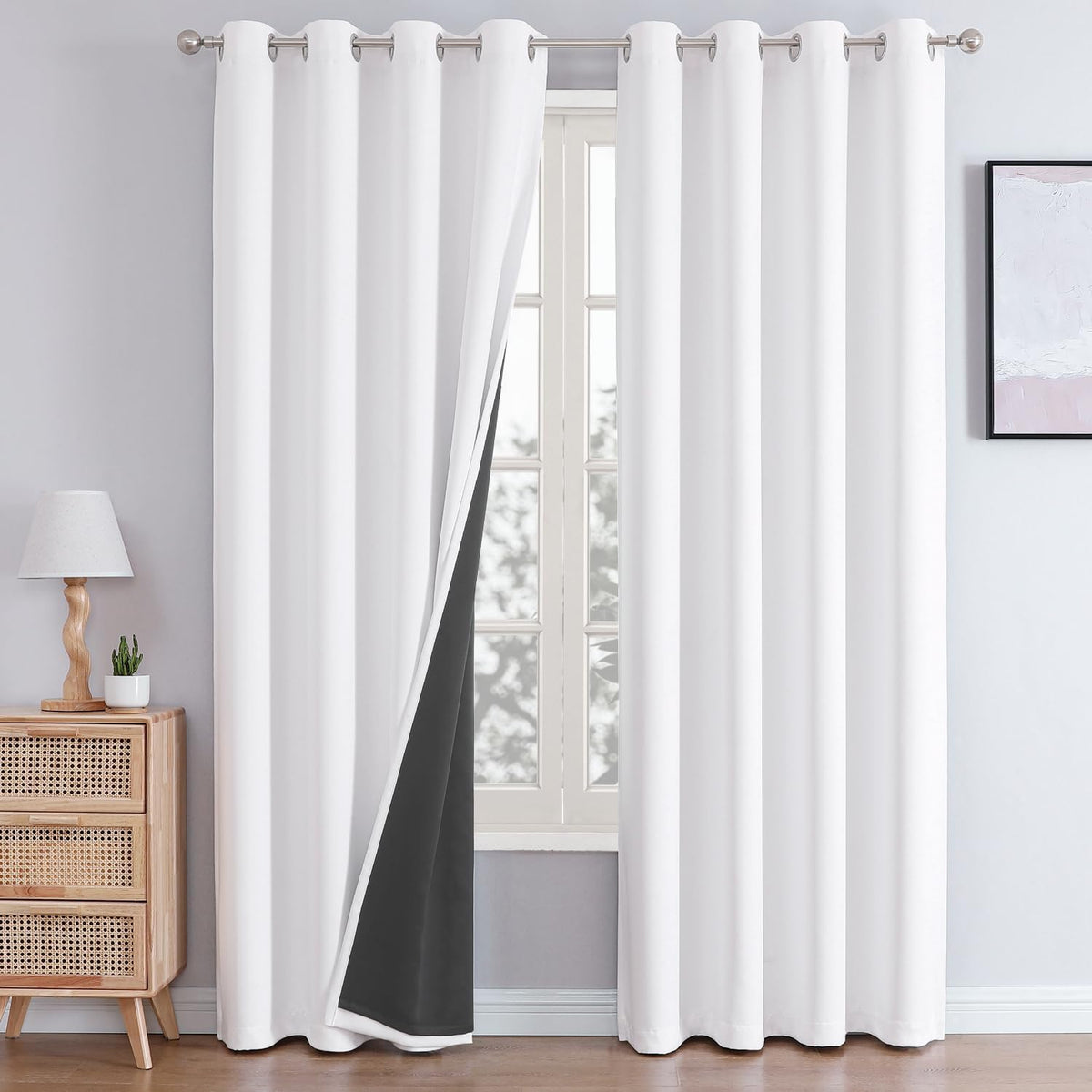 chrisdowa white 100% blackout curtains for bedroom 84, main product view