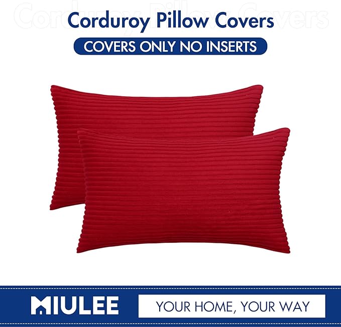 MIULEE Winter Pack of 2 Corduroy Pillow Covers 12 x 20 Inch Lumbar Christmas - Image 6