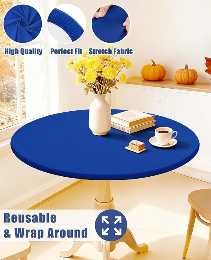 Round Spandex Tablecloth, Elastic Fitted Waterproof Tablecloths - Image 5
