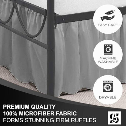 SKY BEDDINGS - Queen Size Ruffled Bed Skirt - 18 Inch Drop Dust Ruffle Bed - Image 6