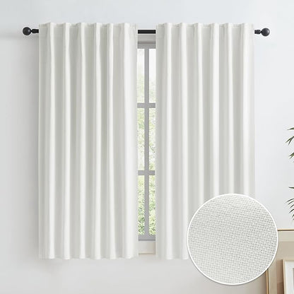 Cream Beige Blackout Linen Curtains by KEQIAOSUOCAI