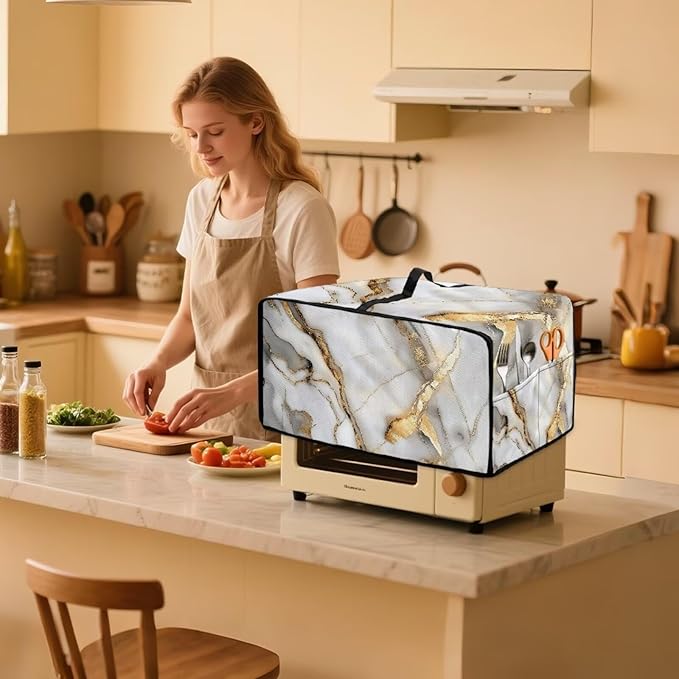 Toaster Oven Dust Cover with Storage Pockets, Protective Decorative Smart Oven - Image 3