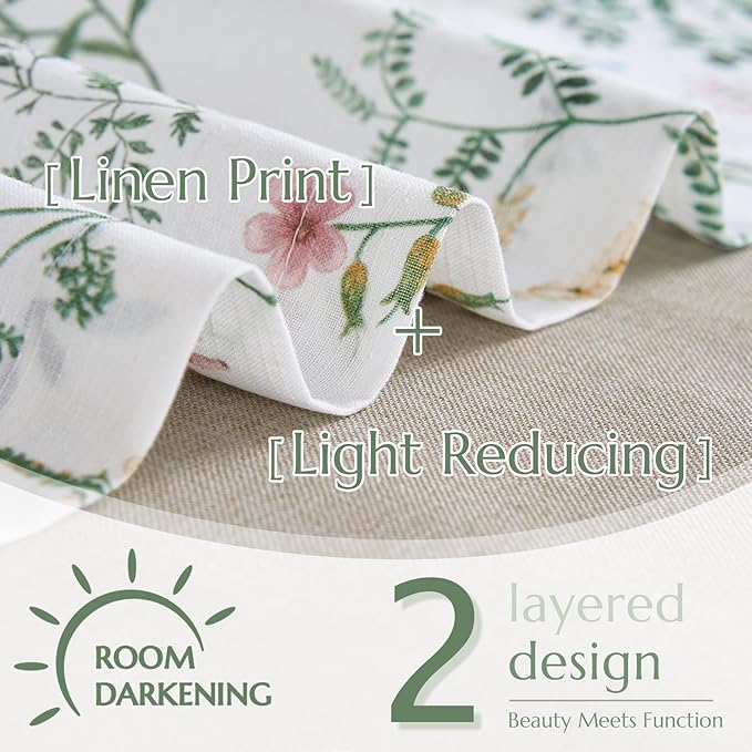 JINCHAN Linen Double Layer Valance Curtain - Image 4
