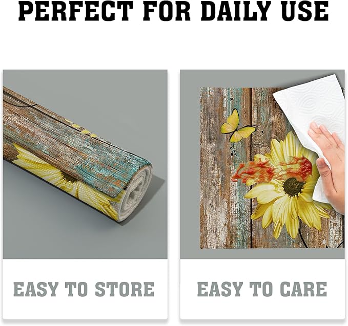 Giwawa Rustic Daisy Placemats Set of 4- Yellow Sunflowers Vintage Wood Board - Image 6