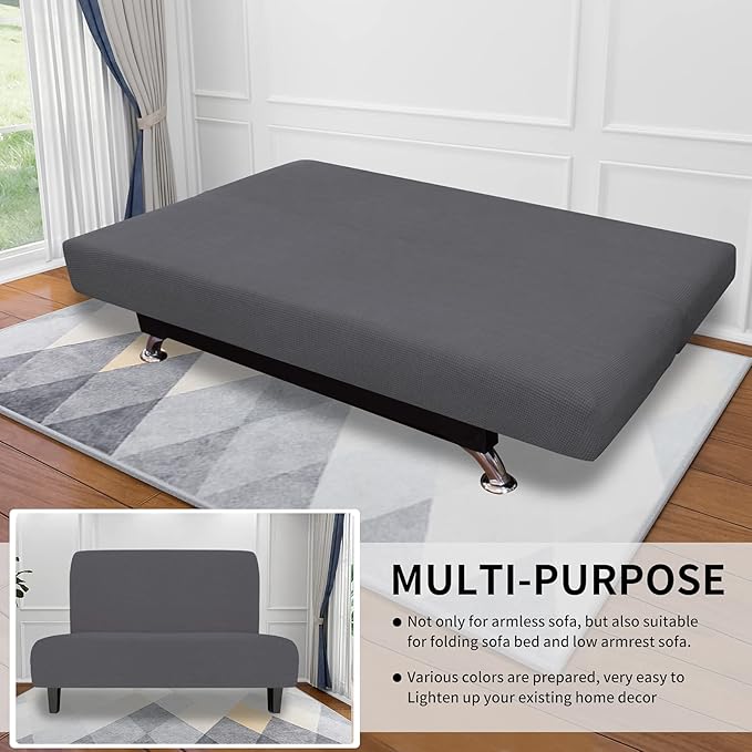 Easy-Going Stretch Futon Slipcover Armless Futon Bed Cover Furniture Protector - Image 4