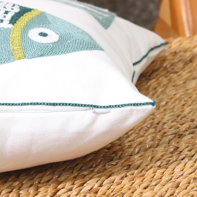 2 PCS Embroidered Throw Pillow Cover Cotton Decorative Rectangle Cushion Cases - Image 7