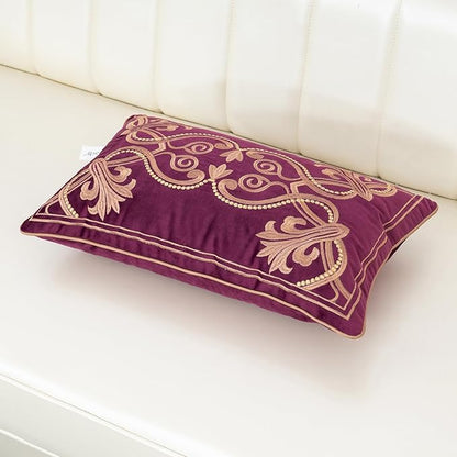 Aeckself Floral Pillow Cover 12x20 Inch, Luxury Velvet Embroidered Decorative - Image 3
